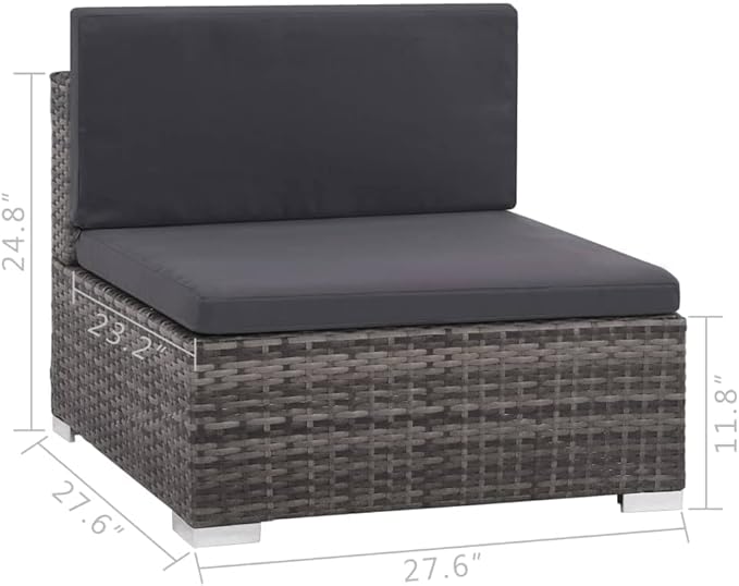 Patio Lounge Set with Cushions,Outdoor Tables and Chairs,Outdoor Furniture Sets,Patio Conversation Sets,for Garden,Deck,Backyard,6 Piece Poly Rattan Gray