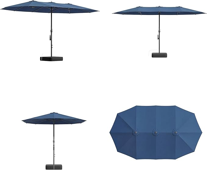15 FT Patented Misting Patio Umbrella with Base, Outdoor Umbrella with Built-in Rechargeable Mist System