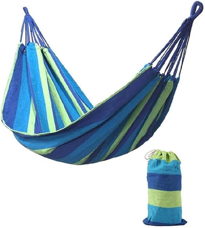Leadigol Colorful Cotton Hammock,Outdoor Hammock Portable Hiking Single Hanging Bed Garden Hammock Swing Canvas Travel Bed Outdoors Camping Hanging Swing Sleeping Hammock