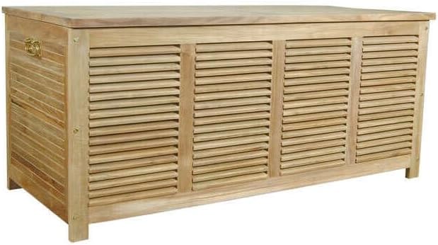 HomeStock Teak Storage Box - Outdoor Deck & Patio Furniture Cushion Container