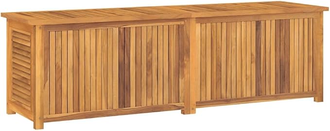 Teak Garden Storage Box Outdoor 68.9 x 68.9 x 21.7 Inches Solid Wood Deck Box with Water Resistant PE Bag for Patio Garden and Balcony