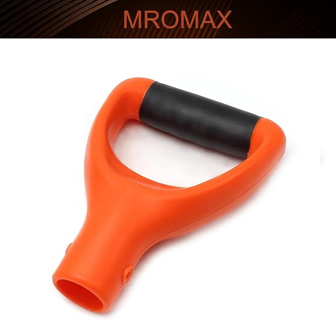 MroMax Shovel D Grip Handle, 1-1/4" Inner Diameter 32mm PVC Spade Snow Shovel Replacement Handle Garden Accessories for Digging Raking Tool Curved Orange