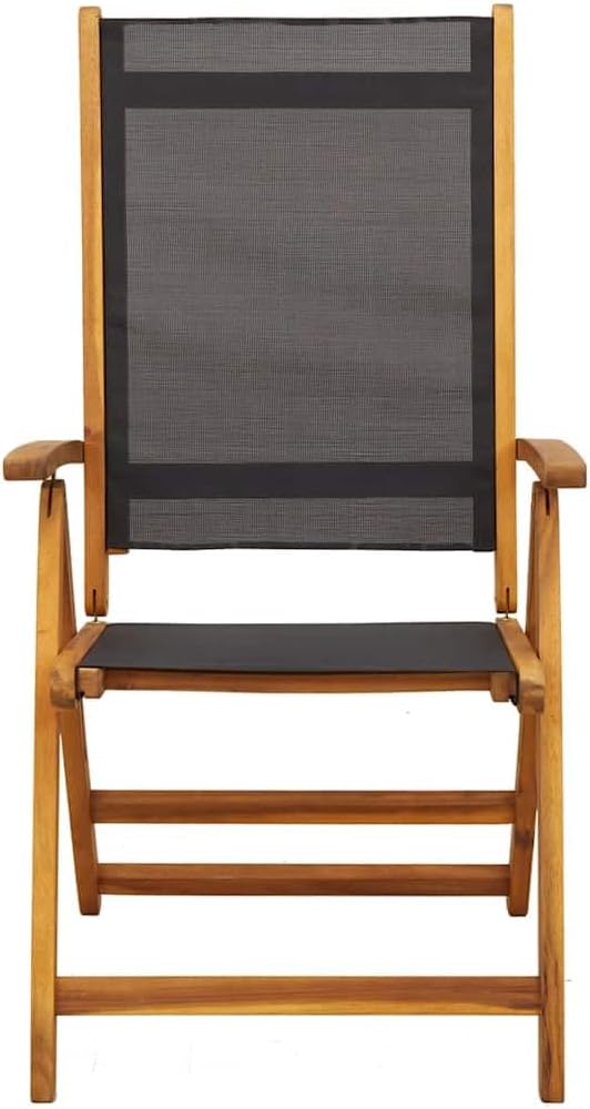 7 Piece Patio Dining Set Solid Acacia Wood with Extendable Table 59-79 Inches and 6 Folding Chairs Adjustable 5 Positions for Garden Terrace Backyard Outdoor Use