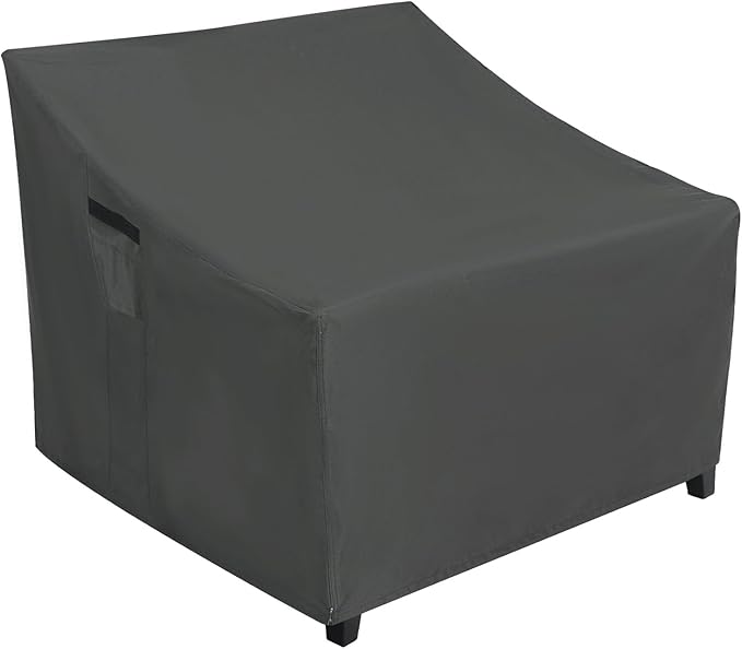ABCCANOPY Patio Chair Cover Stackable Chair Cover Waterproof Outdoor Durable UV-Resistant Polyester Furniture Cover High Back Chair Single Sofa Cover 38x35x20 Inches Gray