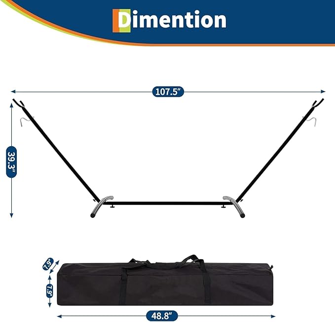 2-Person Heavy Duty Hammock with Space Saving Steel Stand,450lb Capacity,Double Hammock Portable for Garden,Backyard or Patio.