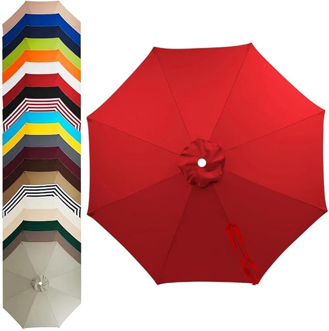 11ft – 8 Ribs Patio Umbrella Replacement Canopy,Waterproof UV-Resistant Outdoor Round Umbrella Top Cover for Outdoor Garden Deck Backyard
