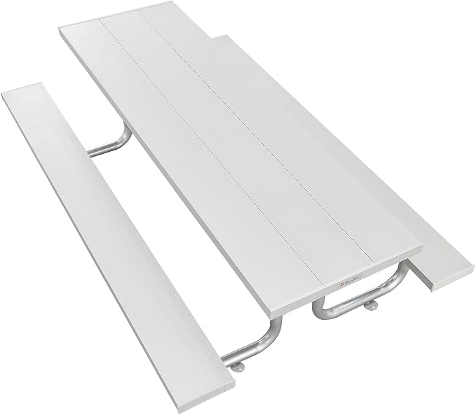 Global Industrial 8'L Heavy-Duty Outdoor Picnic Table, Anodized Aluminum with Steel Frame, 1400 Lbs Capacity, 96" L x 62" W x 30" H Overall, Portable or Surface Mount