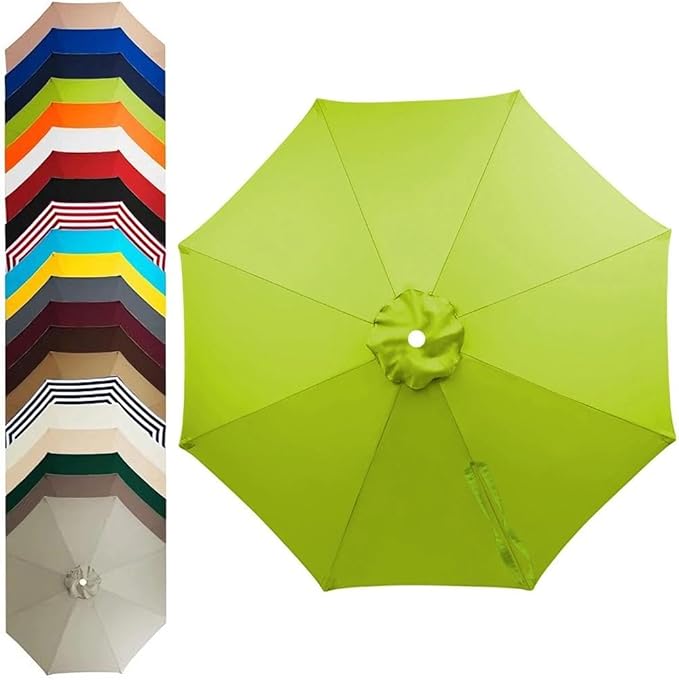 11ft – 8 Ribs Patio Umbrella Replacement Canopy,Waterproof UV-Resistant Outdoor Round Umbrella Top Cover for Outdoor Garden Deck Backyard