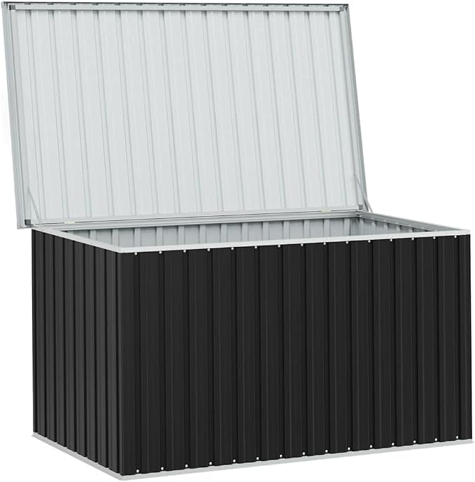 Outdoor Storage Box, Galvanized Steel Deck Box for Garden Patio, Weather-Resistant Large Container for Cushions, Pillows, and Tools, 67.3 x 39 x 36.6 Inches, Anthracite