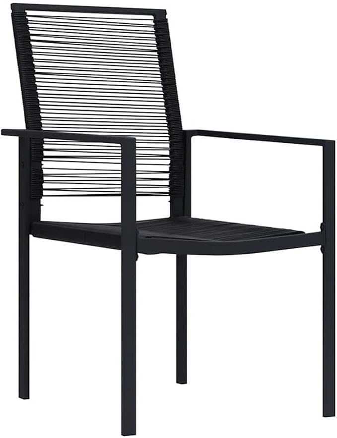 Afuera Living 7-Piece Patio Dining Set, Powder-Coated Steel Frame, Black Finish, UV-Resistant Materials, Includes Rectangular Table and Armrest Chairs, Outdoor Garden or Patio Furniture for 6-Person