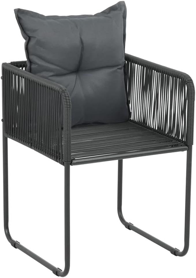 Afuera Living 7-Piece Foldable Garden Dining Set, PVC Rattan, Black Finish, Rectangular Table with 6 Chairs, Weatherproof UV Resistant Materials, Removable Cushions, Modern Outdoor Patio or Backyard