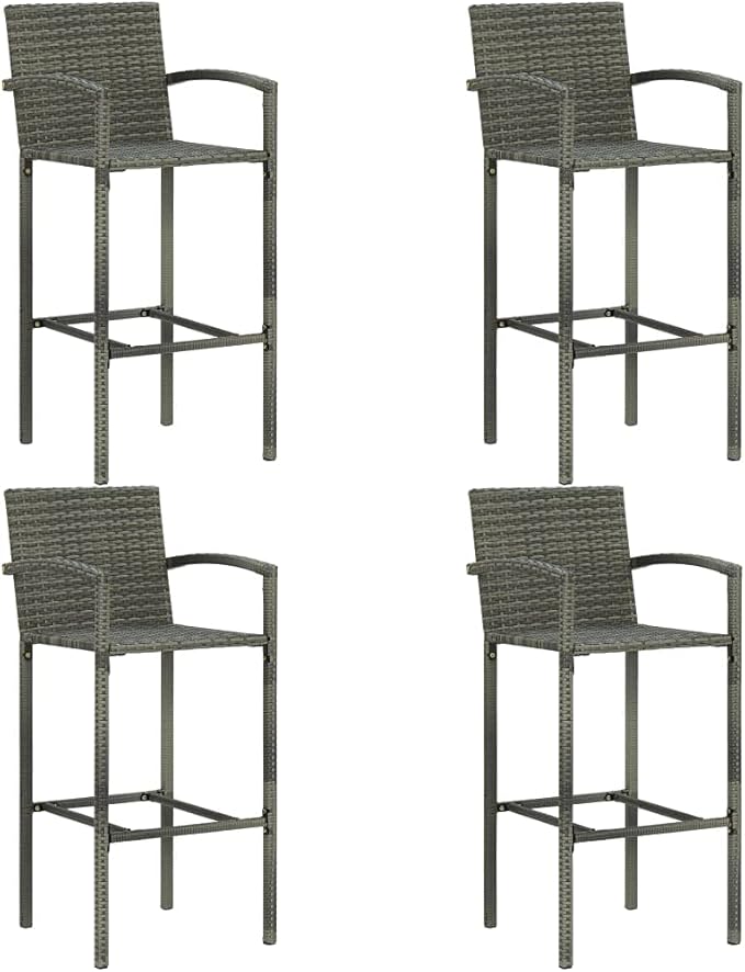 5 Piece Patio Bar Set with Armrest,Garden Table and Chairs Sets,Garden Conversation Sets, Outdoor Patio Furniture,for Patio,Backyard,Garden,Poly Rattan Gray