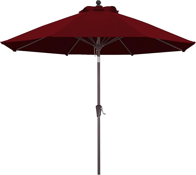 ABCCANOPY OLEFIN® 5-Year No Fading 9FT Patio Umbrella, Outdoor Table Umbrella with 8 Sturdy Ribs for Deck, Backyard, Yard (Dark Red)
