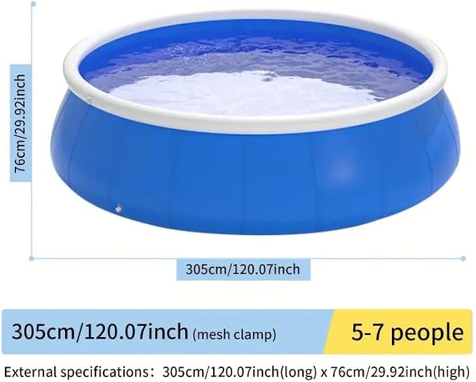 Montary Extra Large 120"x120"x30" Inflatable Swimming Pool for Family- Thickened Backyard Summer Pool, Outdoor Blow Up Design with Coil Mesh, Foldable & Portable