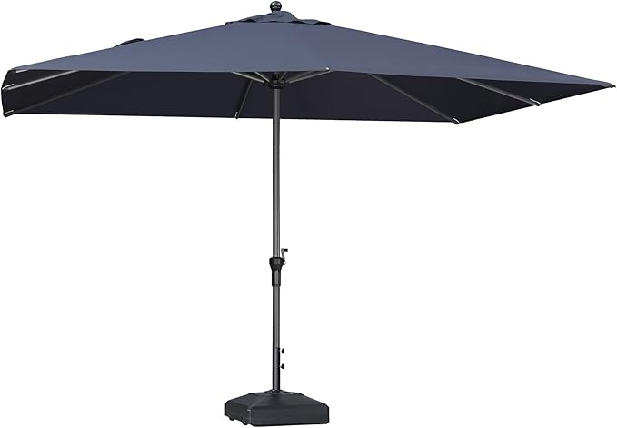 PURPLE LEAF 11.5' x 8' Rectangle Patio Market Umbrella with Base Outdoor Table Umbrellas Aluminum Frame Sun Shade with 8 Sturdy Ribs for Garden Deck Lawn Pool Navy Blue