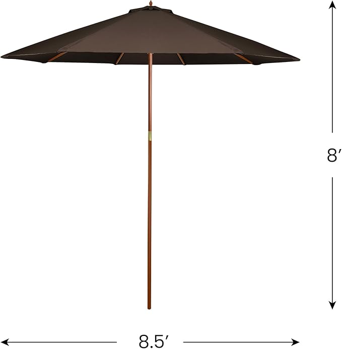 Northlight 8.5ft Outdoor Patio Market Umbrella with Wooden Pole, Brown