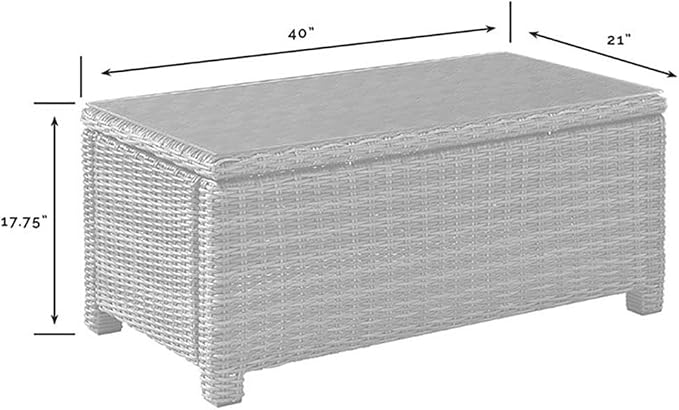 Afuera Living 40" Outdoor Glass Top Wicker Coffee Table, Brown Finish, Durable Steel Frame, UV-Resistant All-Weather Resin Wicker, Tempered Glass, Stylish Patio Furniture for Outdoor Entertaining