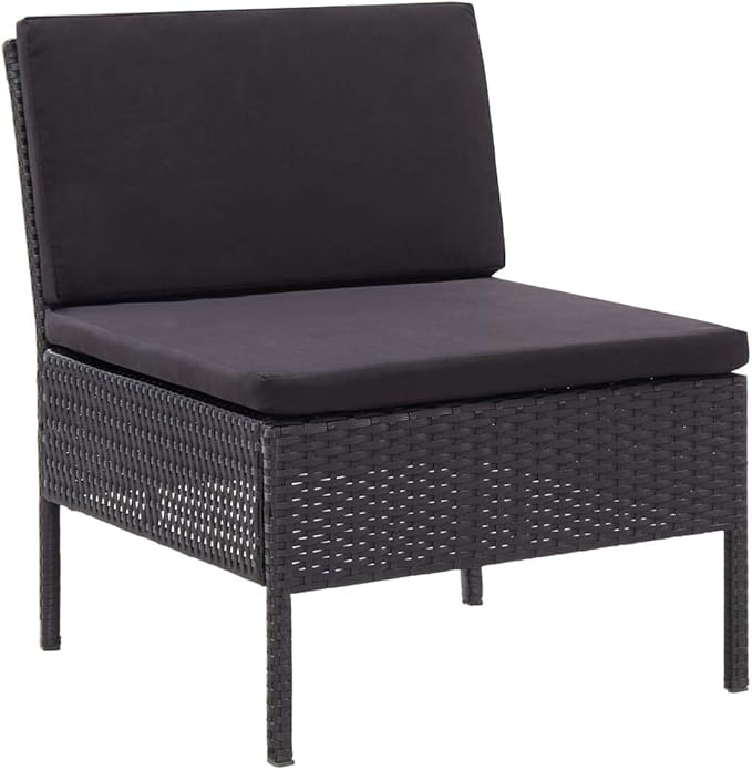 Patio Sofa Set with Cushions,Patio Lounge Set,Outdoor Furniture,Outdoor Furniture Sets,Patio Conversation Sets,for Garden,Deck,Backyard,6 Piece Poly Rattan Black