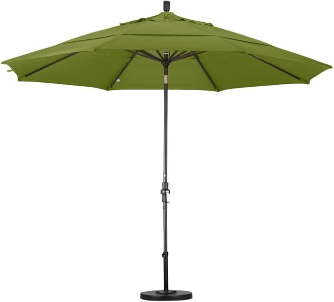California Umbrella 11' Round Crank Lift, Collar Tilt, Aluminum Pole, Fiberglass Rib Patio Umbrella, Black Finish