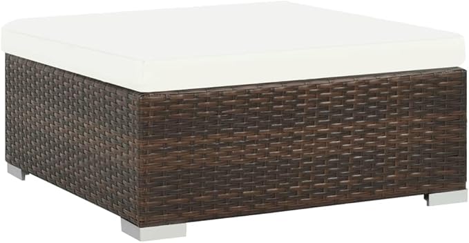 vidaXL Patio Furniture Set 6 Piece, Patio Conversation Set with Cushions, Outdoor Sectional Sofa with Table for Garden, Scandinavian, Poly Rattan Brown
