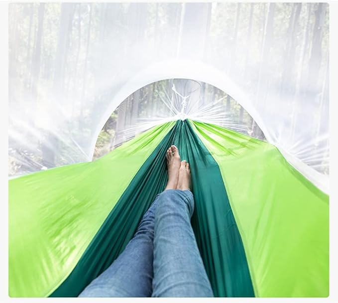 Outdoor Hammock Anti-Rollover Travel Camping Portable Hammock Hanging Chair Outdoor Portable Camping Travel Equipment (Color : Green-a, Size : 260 * 140cm)