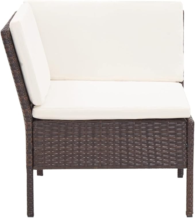 Patio Lounge Set with Cushions,Outdoor Furniture,Outdoor Furniture Sets,Patio Conversation Sets,for Garden,Deck,Backyard,6 Piece Poly Rattan Brown