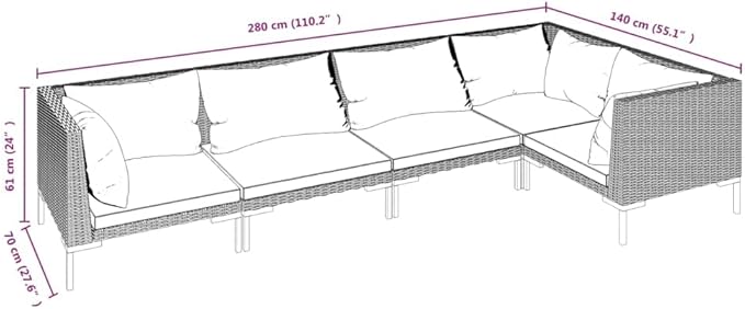 Patio Lounge Set with Cushions,Outdoor Table and Chairs Set,Terrace Conversation Set Furniture,Outdoor Furniture,for Garden,Backyard,5 Piece Poly Rattan Dark Gray