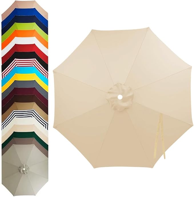 11ft – 8 Ribs Patio Umbrella Replacement Canopy,Waterproof UV-Resistant Outdoor Round Umbrella Top Cover for Outdoor Garden Deck Backyard
