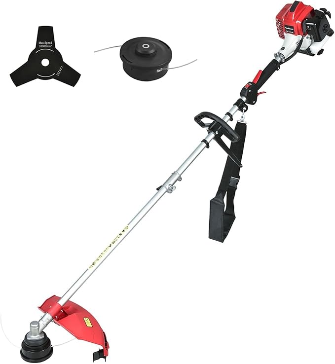 PowerSmart 25.4cc Gas Weed Wacker, String Trimmer/Edger 16-Inch with 10-Inch Brush Cutter for Grass Cutting 18lb Gas Trimmer