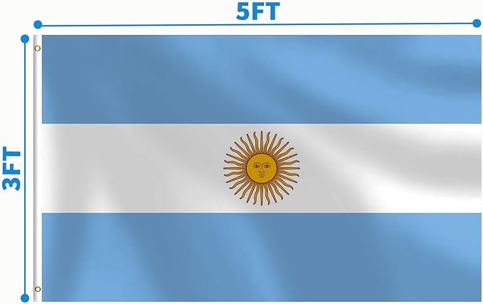Argentina Flag 3x5 FT Heavy Duty Argentine Flag Double Stitched Vivid Color Fade Proof Outdoor Decor With Brass Grommets(Argentina)