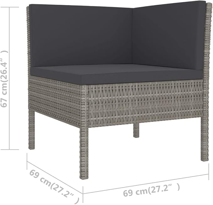 Patio Lounge Set with Cushions,Outdoor Patio Furniture,Outdoor Chat Conversation Set,Garden Furniture Sets,for Patio,Backyard,Garden,Outdoor,6 Piece Poly Rattan Gray