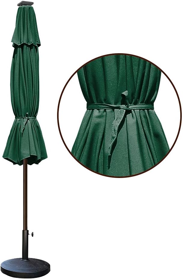 EliteShade USA 10-Year-Non-Fading 9ft Market Patio Umbrella, Commercial Grade Table Sun Umbrella with 80 Solar LED Lights, Crank Open, Windproof & UPF 50+ UV Protection for Garden, Deck, Pool, Backyard, Forest Green