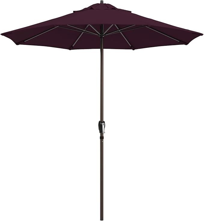 California Umbrella 10-Year Protection 7.5 Ft Outdoor Patio Umbrella, Pacifica Fade-Resistant Fabric, Auto-Tilt, Heavy Duty Aluminum Frame, 8 Reinforced Ribs for Pool or Deck, Bronze Pole, Purple