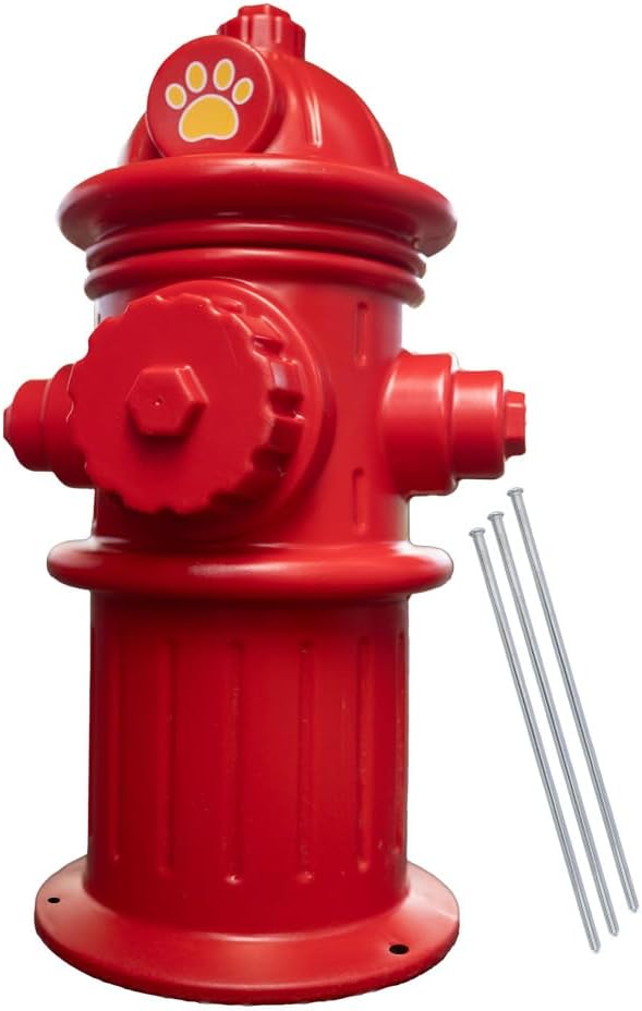Beuta 24" Red Plastic Fake Fire Hydrant for Dogs to Pee On | Dog Fire Hydrant Pee Post | Dog Pee Post Outdoor with 3 Securing Spikes – Great for Lawn Training & Outdoor Display