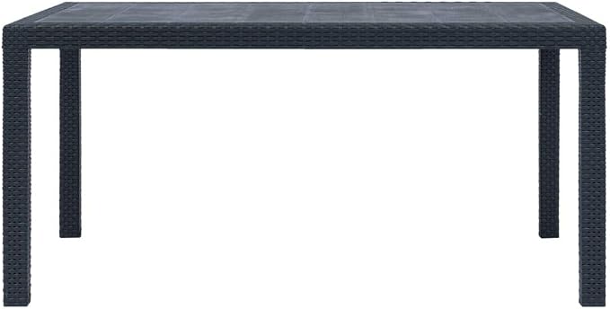 7-Piece Anthracite Faux Rattan Patio Dining Set with Cushions | Includes 1 rectangular table and 6 chairs, ideal for backyard, garden, or terrace dining.