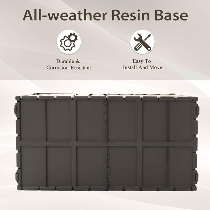 Saiveina 100 Gallon Outdoor Storage Deck Box Waterproof, Large Patio Storage Bin for Outside Cushions, Throw Pillows, Garden Tools, Lockable (Dark Brown)