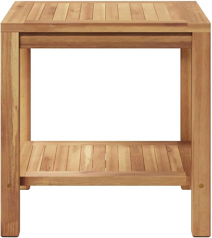 Modern Outdoor Coffee Table Solid Teak Wood Minimalist Design for Patio Contemporary Garden Table with Storage Compartment
