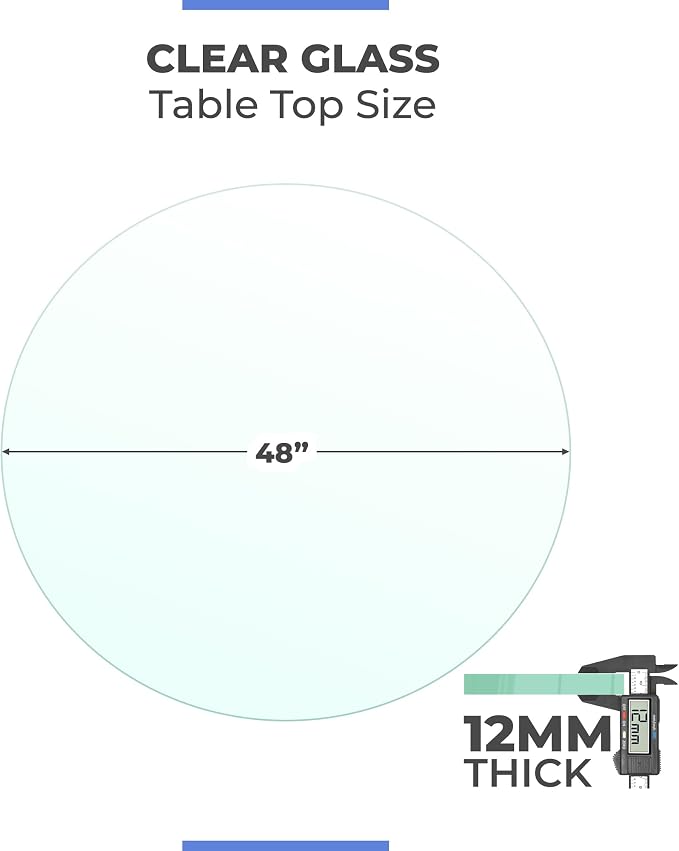 48" Inch Round Glass Table Top 1/2" Thick Tempered Beveled Edge by Fab Glass and Mirror