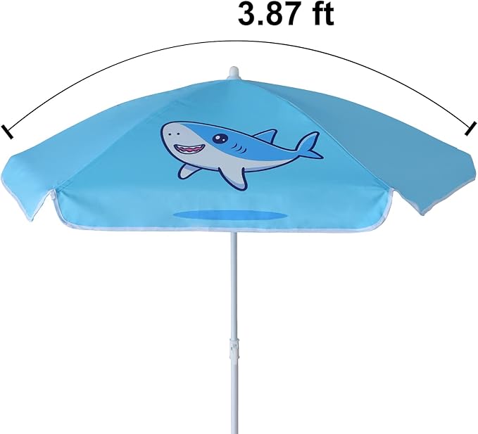 AMMSUN 47 Inch Seaside Beach Umbrella for Sand Box Water Table Kids Durable Umbrellas for children Picnic Beach Camping Garden Outdoor Play Shade (47inch Blue/Shark)