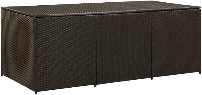 Patio Storage Box, Deck Box Outdoor Storage Box Outdoor Storage Bench Delivery Boxes For Outside Suitable For Patios Backyard Pool Gardens Poly Rattan 70.9"x35.4"x27.6" Brown