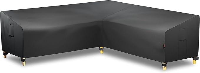 iBirdie Outdoor Sectional Cover fit 105" x 105", 104" x 104", 103" x 103" L-Shaped Patio Sofa, Waterproof Weatherproof 600D Heavy Duty Garden Furniture Cover for Outside L Shape Couch