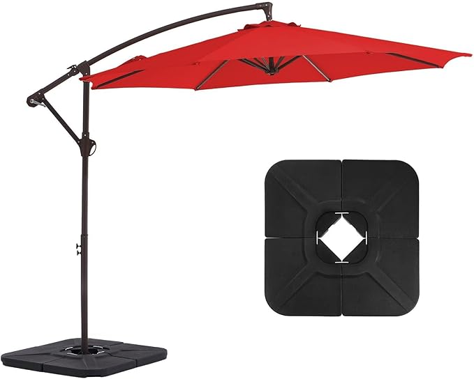 10FT Patio Umbrella, Outdoor Offset Cantilever Umbrella with Sturdy 8 Ribs and Reinforced Base, Easy Tilt Adjustment for Backyard Pool Garden,Orange