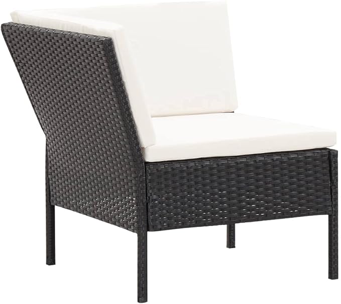 Patio Lounge Set with Cushions,Outdoor Furniture,Outdoor Furniture Sets,Patio Conversation Sets,for Garden,Deck,Backyard,6 Piece Poly Rattan Black
