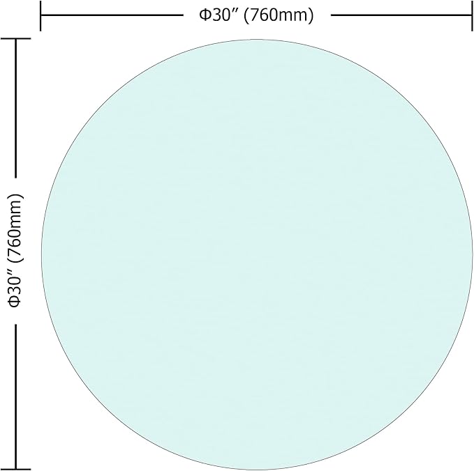 30" Round Glass Table Top - 1/4" Thick Round Edge Tempered Glass, Replacement Glass Table Top for Kitchen/Patio Table