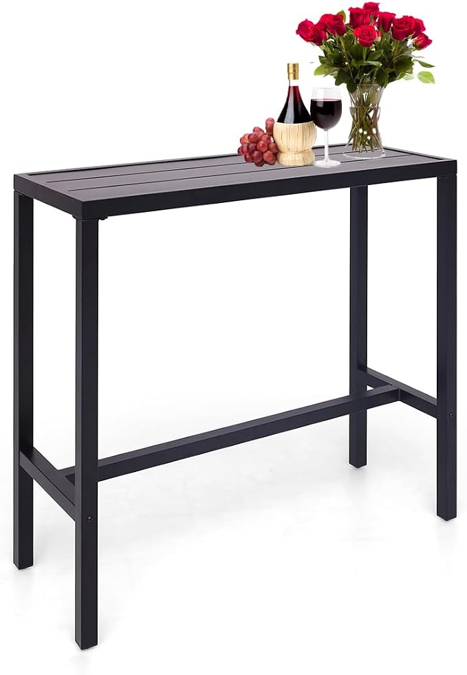 Anmutig Patio Outdoor Bar Table 39 inch Height Bistro Table High Top Bar Metal Table with Waterproof Top for Hot Tub Home Kitchen Cafe