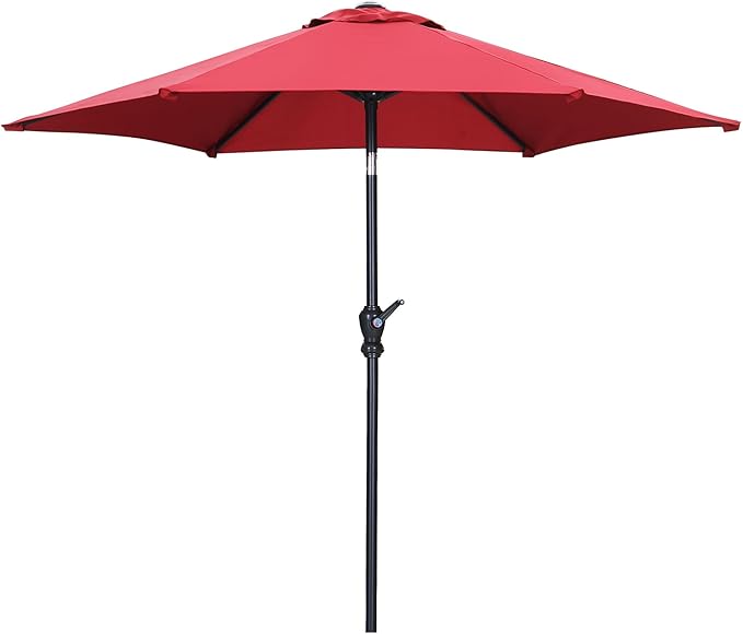 7.5FT Patio Umbrella, Outdoor Table Umbrella, Market Umbrella with Push Button Tilt and Crank for Garden, Lawn, Deck, Backyard & Pool