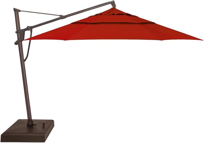 Treasure Garden AKZ PLUS Cantilever Umbrella 13' Octagonal Sunbrella Jockey Red Canopy and Bronze Frame with Rolling Base