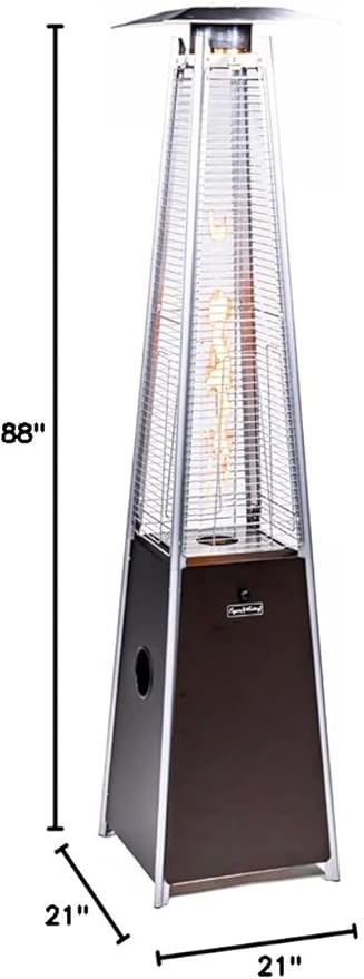 Patio Heater, 40000 BTU Outdoor Propane Heater Pyramid Patio Heater with Wheels, 88" H Tower Heater Quartz Glass Tube Garage Heater for Deck Backyard Commercial, Mocha