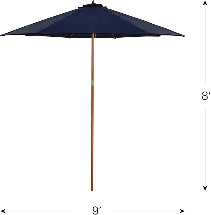 Northlight 9ft Outdoor Patio Market Umbrella with Wooden Pole, Navy Blue