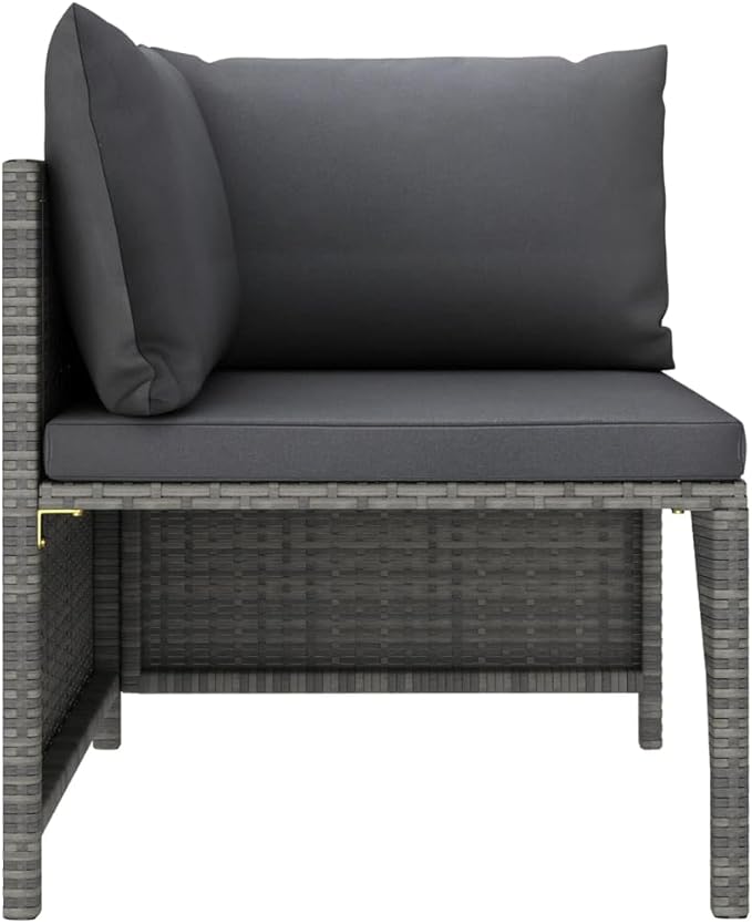 7 Piece Outdoor Patio Sectional Set Gray PE Rattan Modular Garden Lounge 23.6 in Cube Seats with All Weather Cushions for Deck Porch Balcony Backyard